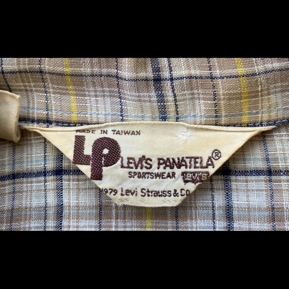 Vintage 70’s Levi’s Panatela Big E Long Sleeve Button Up Shirt Men’s Size Small - Picture 5 of 9